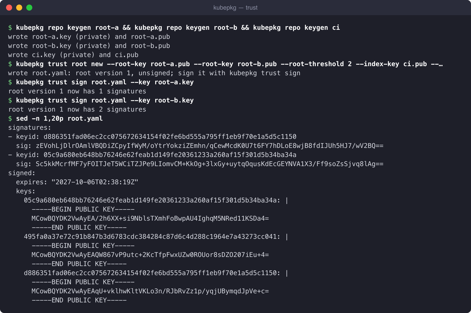 A root of trust with two keys