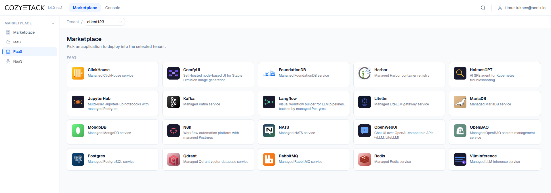 Das neue Cozystack-Dashboard