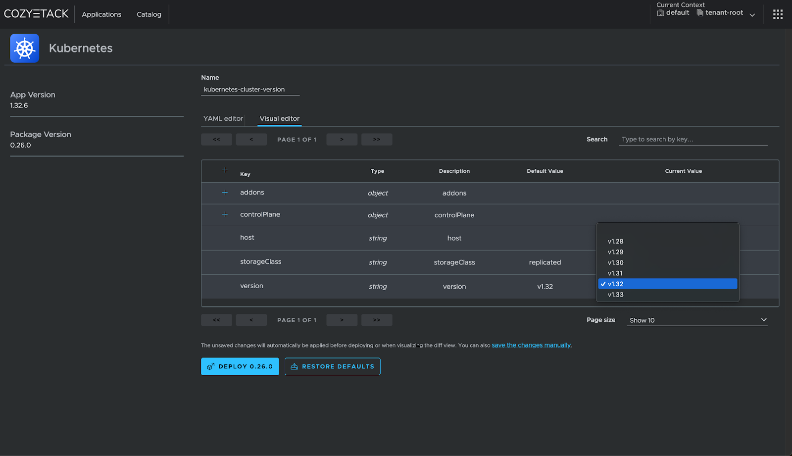 Verbesserungen an API und Oberfläche in Cozystack v0.34