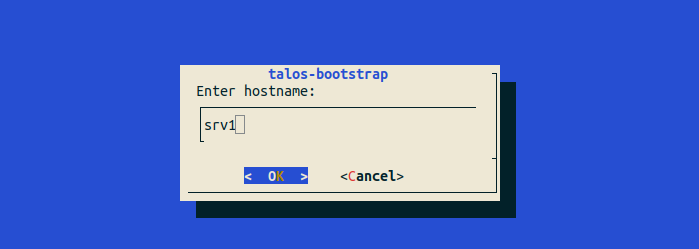 Abb. 11: Dialog von talos-bootstrap für den Hostnamen