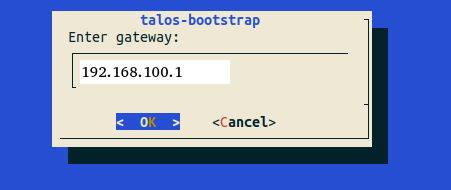 Abb. 14: Auswahl des Gateways in talos-bootstrap