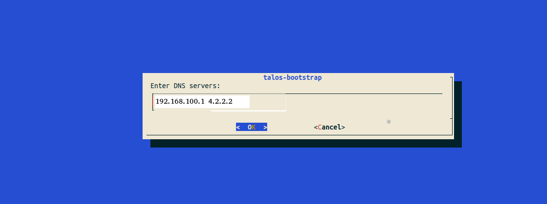 Abb. 15: Dialog von talos-bootstrap für die DNS-Server